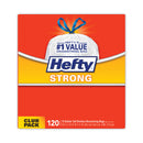 Hefty Strong Tall Kitchen Drawstring Bags, 13 gal, 0.9 mil, 24" x 27.75", White, 120/Box
