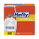 Hefty Strong Tall Kitchen Drawstring Bags, 13 gal, 0.9 mil, 23.75" x 27", White, 90/Box