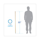 Boardwalk Metal Tip Threaded Hardwood Broom Handle, 1.13" dia x 60", Natural