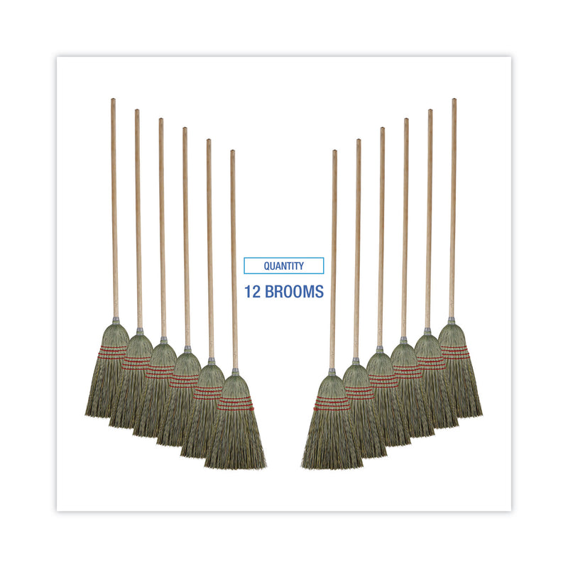 Boardwalk Mixed Fiber Maid Broom, Mixed Fiber Bristles, 55" Overall Length, Natural, 12/Carton