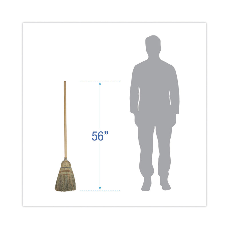 Boardwalk Warehouse Broom, Corn Fiber Bristles, 56" Overall Length, Natural, 12/Carton