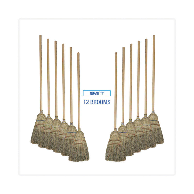 Boardwalk Warehouse Broom, Corn Fiber Bristles, 56" Overall Length, Natural, 12/Carton
