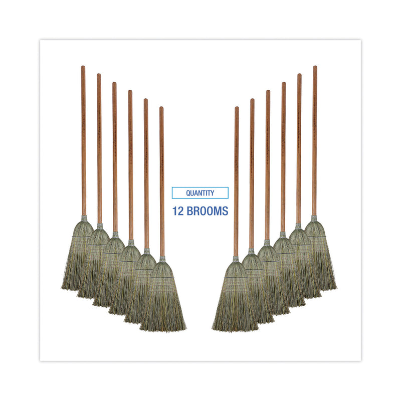 Boardwalk Warehouse Broom, Yucca Corn Fiber Bristles, 56" Overalll Length, Natural, 12/Carton