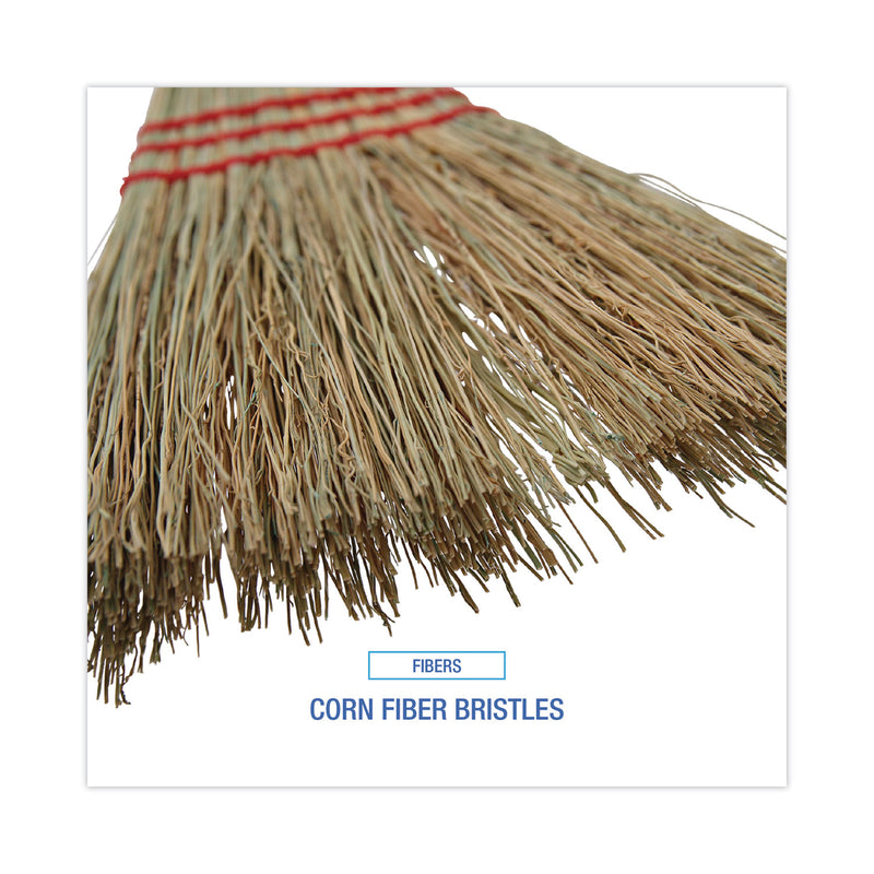 Boardwalk Corn Fiber Lobby/Toy Broom, Corn Fiber Bristles, 39" Overall Length, Red, 12/Carton