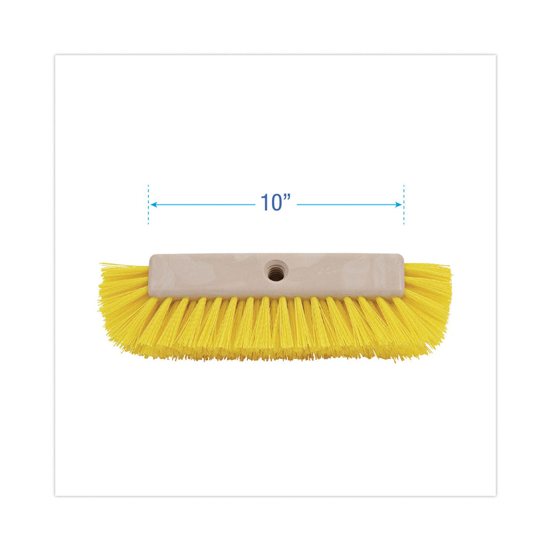 Boardwalk Dual-Surface Scrub Brush, Yellow Polypropylene Bristles, 10" Brush, Plastic Handle