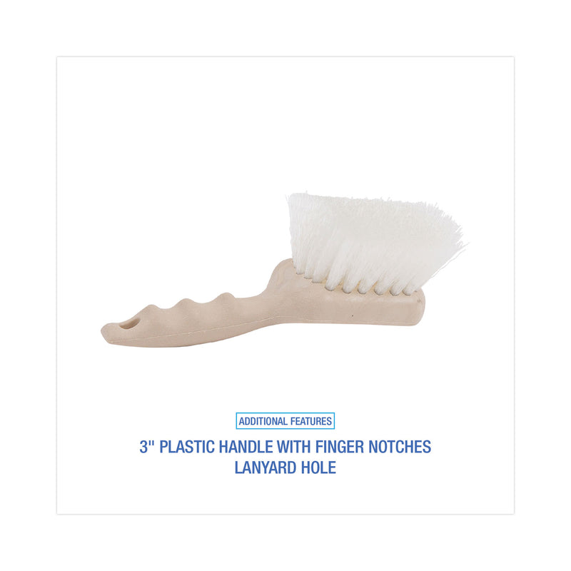 Boardwalk Utility Brush, Cream Nylon Bristles, 5.5" Brush, 3.5" Tan Plastic Handle