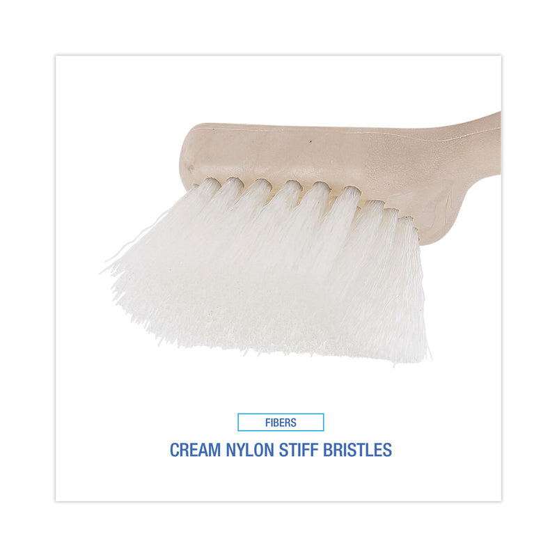 Boardwalk Utility Brush, Cream Nylon Bristles, 5.5" Brush, 3.5" Tan Plastic Handle