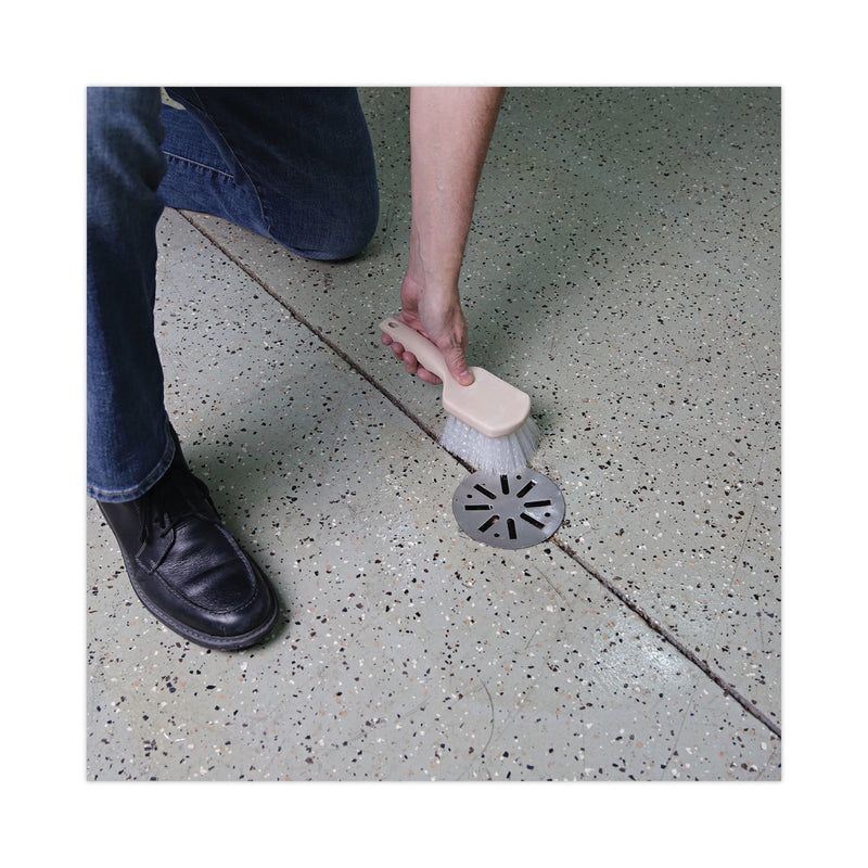 Boardwalk Utility Brush, Cream Nylon Bristles, 5.5" Brush, 3.5" Tan Plastic Handle