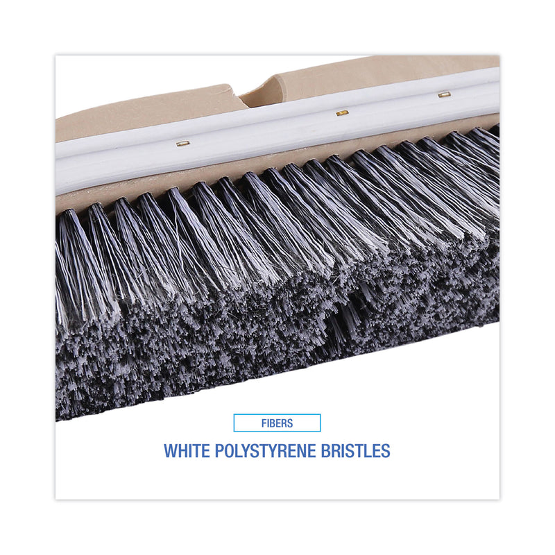 Boardwalk Polystyrene Vehicle Brush with Vinyl Bumper, Black/White Polystyrene Bristles, 10" Brush