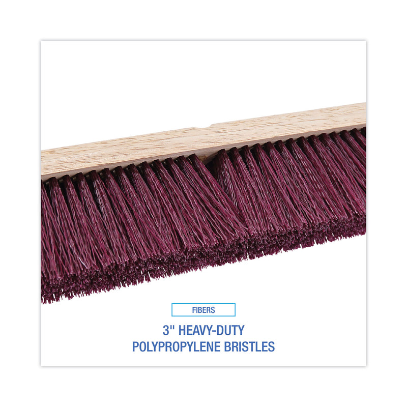Boardwalk Floor Brush Head, 3" Maroon Heavy-Duty Polypropylene Bristles, 18" Brush