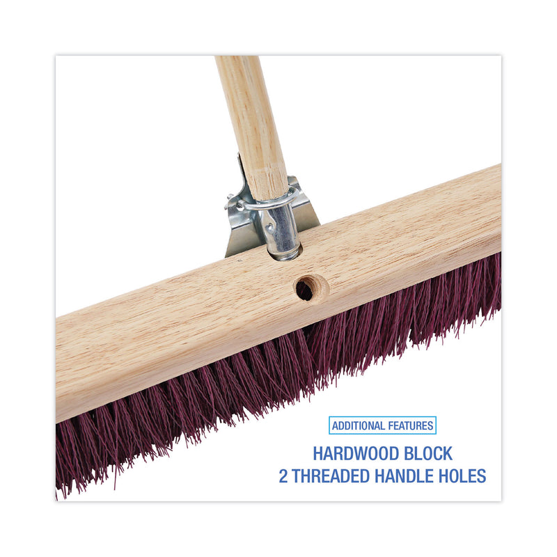 Boardwalk Floor Brush Head, 3.25" Maroon Stiff Polypropylene Bristles, 36" Brush