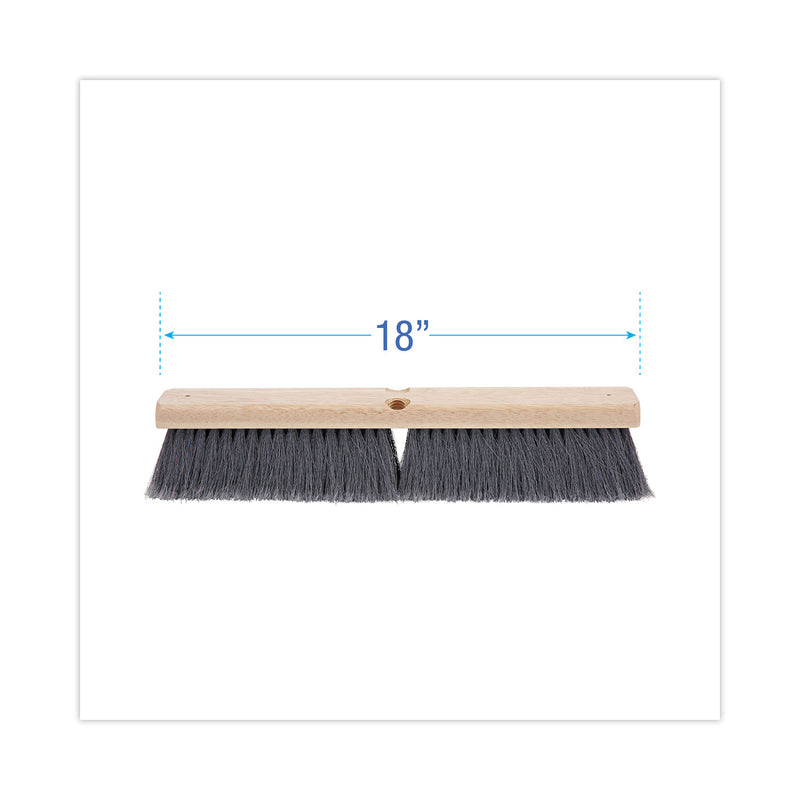 Boardwalk Floor Brush Head, 3" Gray Flagged Polypropylene Bristles, 18" Brush