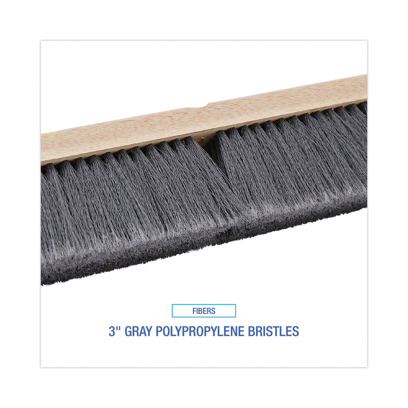 Boardwalk Floor Brush Head, 3" Gray Flagged Polypropylene Bristles, 18" Brush