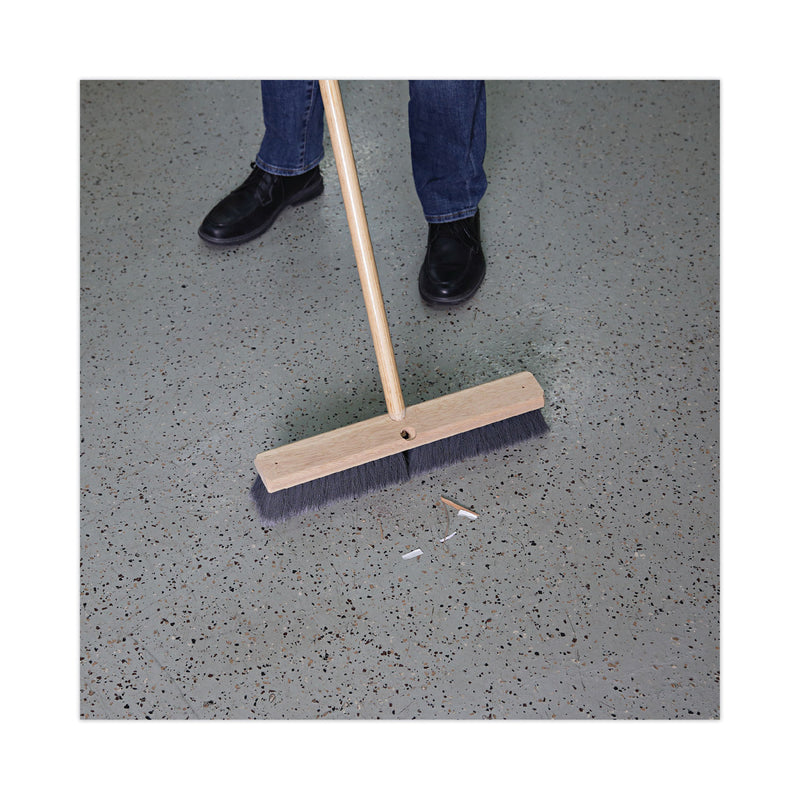 Boardwalk Floor Brush Head, 3" Gray Flagged Polypropylene Bristles, 18" Brush