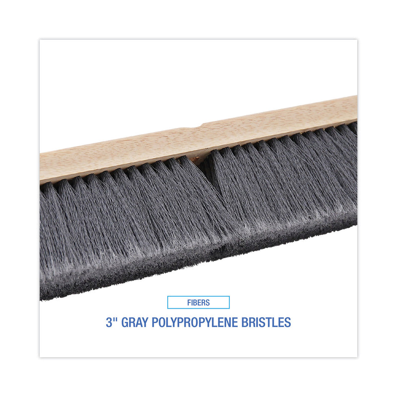 Boardwalk Floor Brush Head, 3" Gray Flagged Polypropylene Bristles, 24" Brush