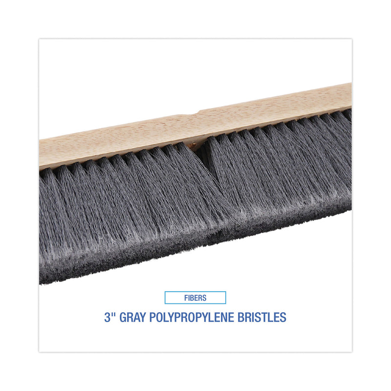 Boardwalk Floor Brush Head, 3" Gray Flagged Polypropylene Bristles, 36" Brush