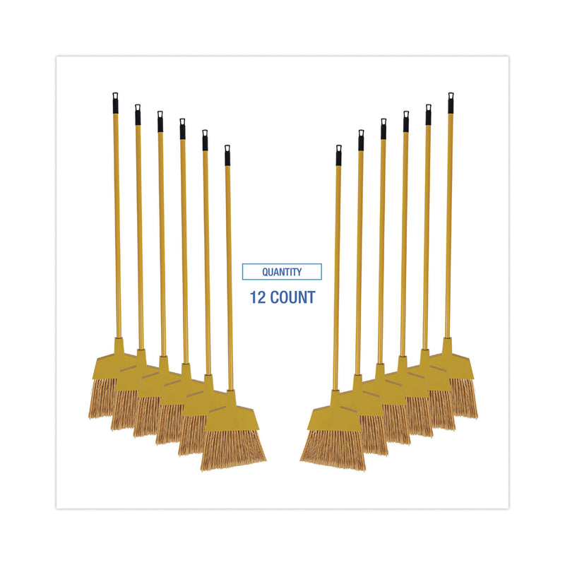 Boardwalk Corn Fiber Angled-Head Lobby Brooms, 55" Handle, Yellow, 12/Carton