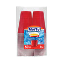 Hefty Easy Grip Disposable Plastic Party Cups, 9 oz, Red, 50/Pack, 12 Packs/Carton