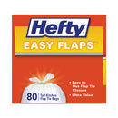 Hefty Easy Flaps Trash Bags, 13 gal, 0.69 mil, 23.75" x 28", White, 480/Carton