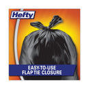 Hefty Easy Flaps Trash Bags, 30 gal, 0.85 mil, 30" x 33", Black, 240/Carton
