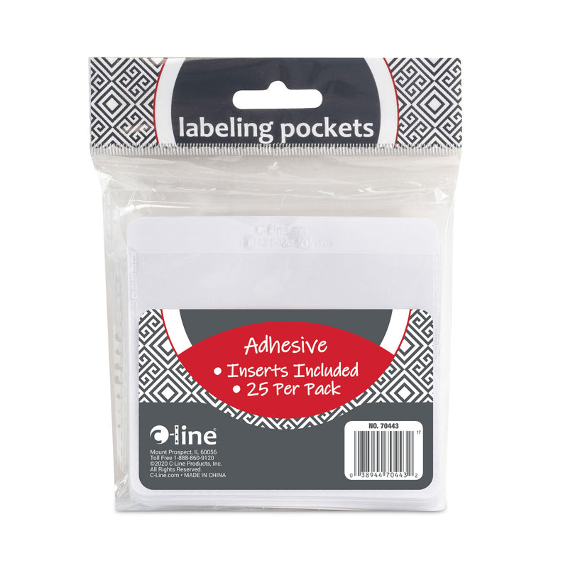 C-Line Self-Adhesive Labeling Pockets, Top Load, 3.75 x 3, Clear, 25/Pack