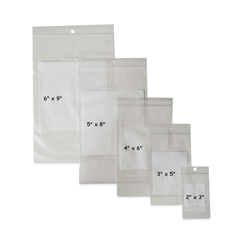 C-Line Write-On Poly Bags, 2 mil, 2" x 3", Clear, 1,000/Carton