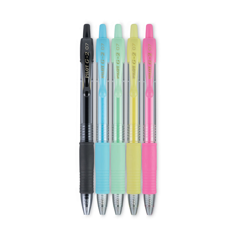 Pilot G2 Pastel Gel Pen, Retractable, Fine 0.7 mm, Assorted Pastel Ink and Barrel Colors, 5/Pack