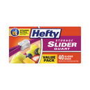 Hefty Slider Bags, 1 qt, 1.5 mil, 8" x 7", Clear, 360/Carton