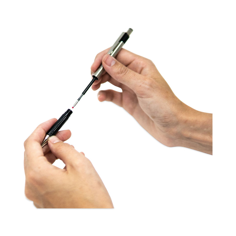 Zebra F-301 Ballpoint Pen, Retractable, Fine 0.7 mm, Black Ink, Stainless Steel/Black Barrel, 2/Pack