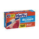 Hefty Slider Bags, 1 qt, 2.5 mil, 7" x 8", Clear, 35/Box