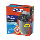 Hefty Ultra Strong BlackOut Tall-Kitchen Drawstring Bags, 13 gal, 0.9 mil, 23.75" x 24.88", Black, 80/Box