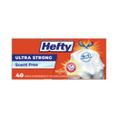 Hefty Ultra Strong Tall Kitchen and Trash Bags, 13 gal, 0.9 mil, 23.75" x 24.88", White, 40/Box, 6 Boxes/Carton