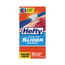 Hefty Slider Bags, 1 qt, 2.5 mil, 7" x 8", Clear, 315/Carton
