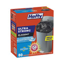 Hefty Ultra Strong BlackOut Tall-Kitchen Drawstring Bags, 13 gal, 0.9 mil, 23.75" x 24.88", Black, 80/Box