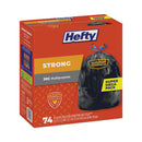 Hefty Ultra Strong Tall Kitchen and Trash Bags, 30 gal, 1.1 mil, 30" x 33", Black, 74/Box