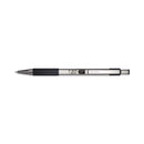 Zebra F-301 Ballpoint Pen, Retractable, Bold 1.6 mm, Black Ink, Stainless Steel/Black Barrel, 12/Pack