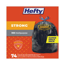 Hefty Ultra Strong Tall Kitchen and Trash Bags, 30 gal, 1.1 mil, 30" x 33", Black, 74/Box