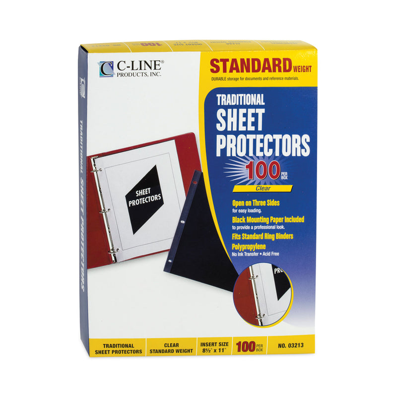 C-Line Traditional Polypropylene Sheet Protectors, Standard Weight, 11 x 8.5, 100/Box