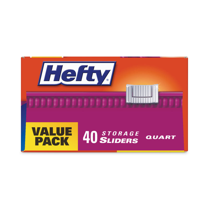 Hefty Slider Bags, 1 qt, 1.5 mil, 8" x 7", Clear, 360/Carton
