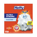 Hefty Ultra Strong Tall Kitchen and Trash Bags, 13 gal, 0.9 mil, 23.75" x 24.88", White, 330/Carton
