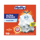 Hefty Ultra Strong Tall Kitchen and Trash Bags, 13 gal, 0.9 mil, 23.75" x 24.88", White, 110/Box