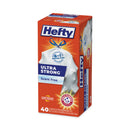 Hefty Ultra Strong Tall Kitchen and Trash Bags, 13 gal, 0.9 mil, 23.75" x 24.88", White, 40/Box