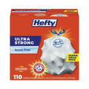Hefty Ultra Strong Tall Kitchen and Trash Bags, 13 gal, 0.9 mil, 23.75" x 24.88", White, 330/Carton