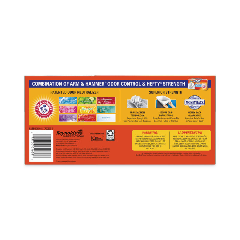 Hefty Ultra Strong Tall Kitchen and Trash Bags, 13 gal, 0.9 mil, 23.75" x 24.88", White, 40/Box, 6 Boxes/Carton