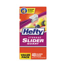 Hefty Slider Bags, 1 gal, 1.5 mil, 10.56" x 11", Clear, 270/Carton