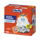 Hefty Ultra Strong Tall Kitchen and Trash Bags, 13 gal, 0.9 mil, 23.75" x 24.88", White, 110/Box