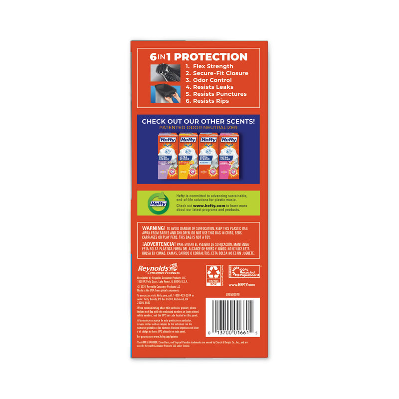 Hefty Ultra Strong BlackOut Tall-Kitchen Drawstring Bags, 13 gal, 0.9 mil, 23.75" x 24.88", Black, 80/Box