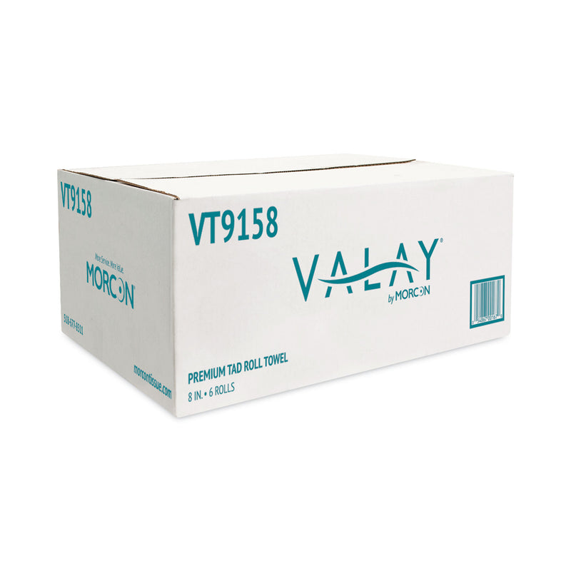 Morcon Tissue Valay Universal TAD Roll Towels, 1-Ply, 8" x 600 ft, White, 6 Rolls/Carton