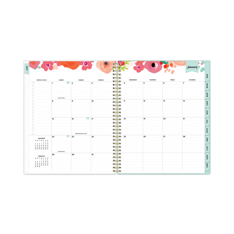 Blue Sky Day Designer Secret Garden Mint Frosted Weekly/Monthly Planner, 11 x 8.5, Multicolor Cover, 12-Month (Jan to Dec): 2023