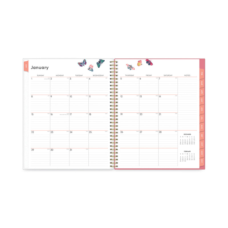 Blue Sky Fly By Frosted Weekly/Monthly Planner, Fly By Butterflies Artwork, 11 x 8.5, Blush/Pink Cover, 12-Month (Jan to Dec): 2023